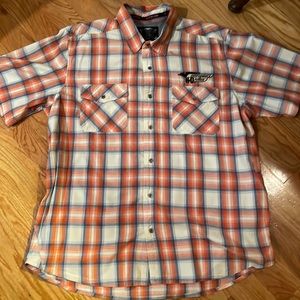 Harley Davidson orange and white check shirt